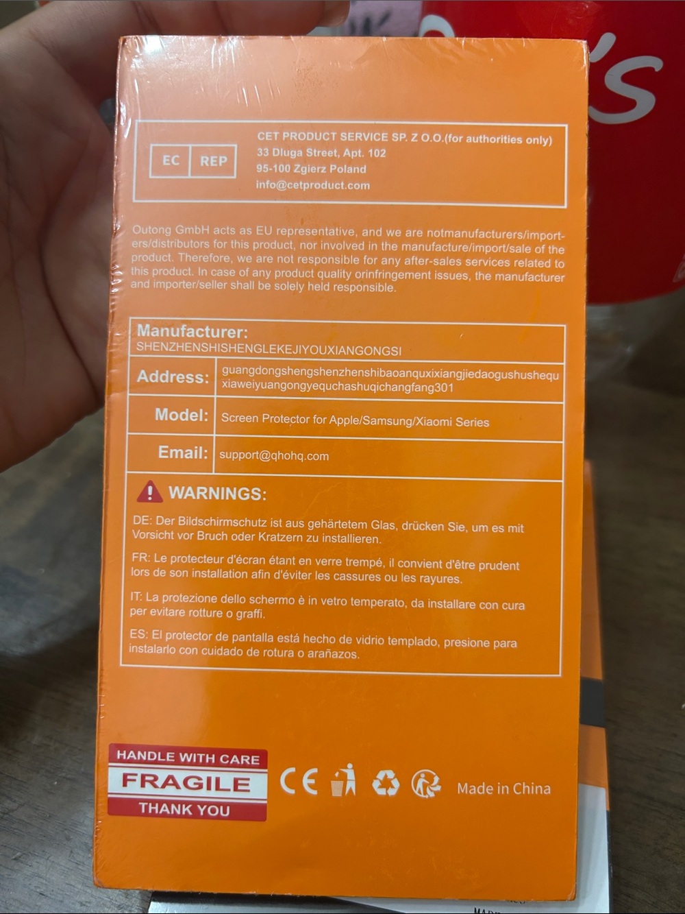 Tempered Glass Screen Protector - Orange Packaging - Picture 3 of 3